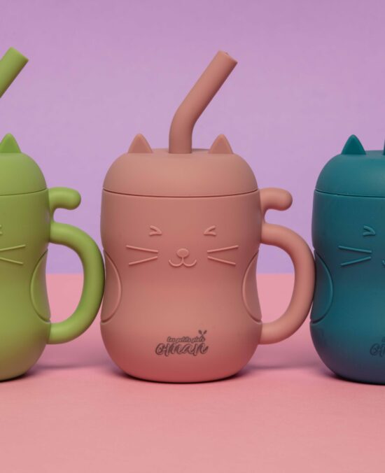 Tasse 2 en 1 avec paille 100% silicone